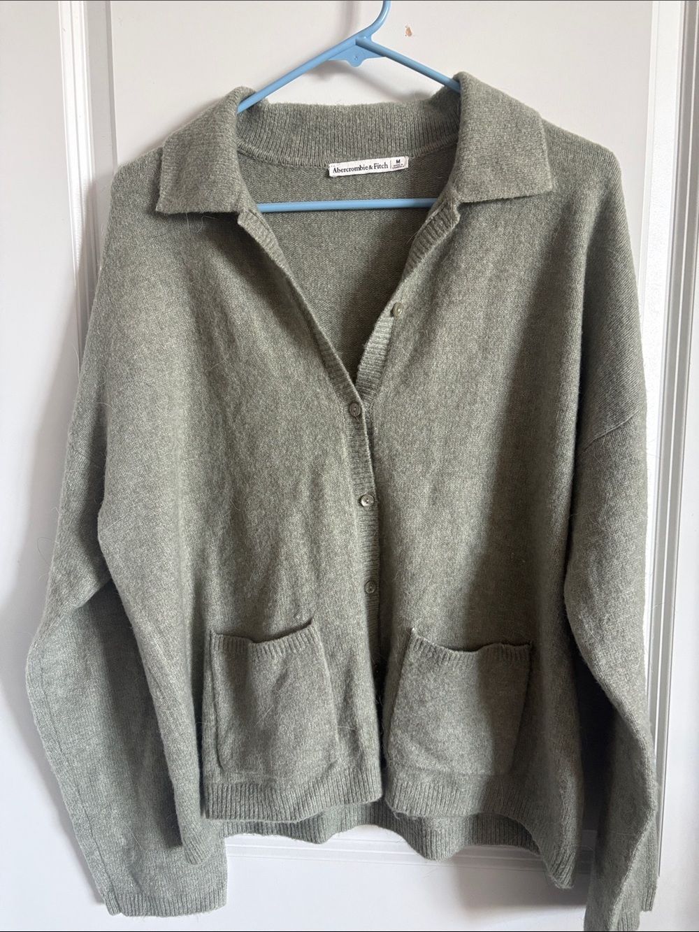 Abercrombie & Fitch Olive Green Button-Up Collared Cardigan